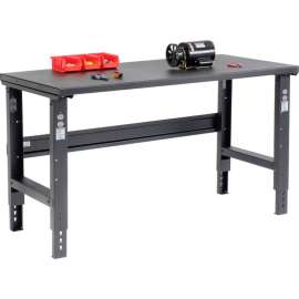 Global Industrial 60x36 Adjustable Height Workbench C-Channel Leg - Steel Square Edge - Black