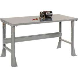 Global Industrial Flared Leg Workbench w/ Steel Square Edge Top, 72"W x 36"D, Gray