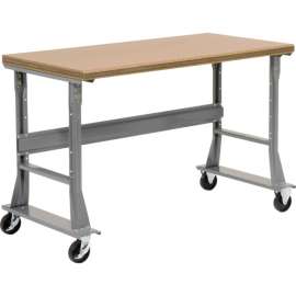 Global Industrial 60 x 30 Mobile Fixed Height Flared Leg Workbench - Shop Top Square Edge Gray