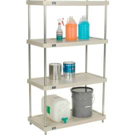 Nexel Plastic, 4 Tier, Solid Shelving Unit, Nexelon Posts, 36"W x 18"D x 63"H