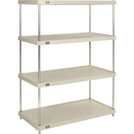Nexel Plastic, 4 Tier, Solid Shelving Unit, Poly-Z-Brite Posts, 48"W x 24"D x 63"H