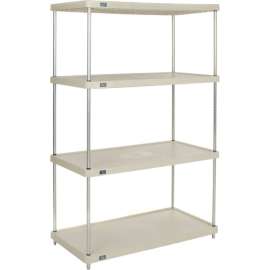 Nexel Plastic, 4 Tier, Solid Shelving Unit, Poly-Z-Brite Posts, 36"W x 18"D x 74"H
