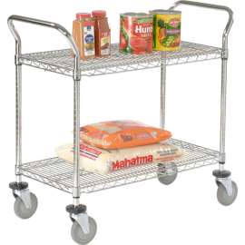 Nexel Chrome Utility Cart w/2 Shelves & Poly Casters, 1200 lb. Capacity, 36"L x 24"W x 39"H