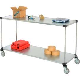 Nexel Adjustable Shelf Cart w/2 Shelves, 800 lb. Capacity, 72"L x 24"W x 40"H, Silver