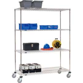 Nexel Stainless Steel Wire Shelf Truck w/Brakes, 1200 lb. Capacity, 72"L x 24"W x 69"H