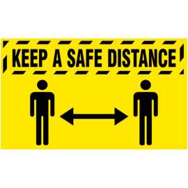 Keep a Safe Distance Safety Message Mat 3/8" Thick 4' x 6' Yellow