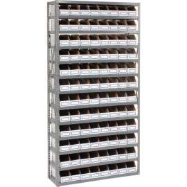 Steel Open Shelving with 96 Corrugated Shelf Bins 13 Shelves - 36x12x73