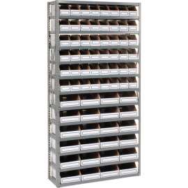 Steel Open Shelving with 72 Corrugated Shelf Bins 13 Shelves - 36x12x73