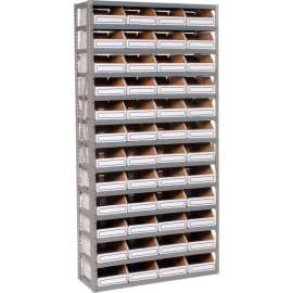 Steel Open Shelving with 48 Corrugated Shelf Bins 13 Shelves - 36x12x73