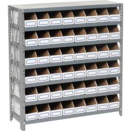 Steel Open Shelving with 48 Corrugated Shelf Bins 7 Shelves - 36x12x39