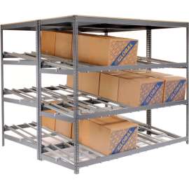 Carton Flow Shelving Double Depth 3 LEVEL 96"W x 72"D x 84"H