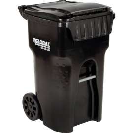 Global Industrial Mobile Trash Container, 65 Gallon Black