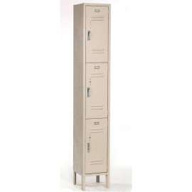 Global Industrial Paramount 3-Tier 3 Door Locker, 12"Wx15"Dx24"H, Tan, Assembled