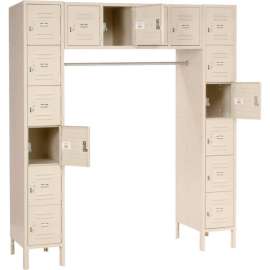 Global Industrial 16 Person Box Locker, 12"W x 18"D x 12"H, Tan, Assembled