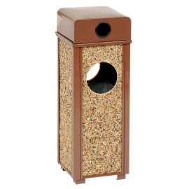 Global Industrial Stone Panel Trash Weather Urn, Brown, 2-1/2 Gallon, 10-1/4" Square x 28"H