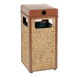 Global Industrial Stone Panel Trash Weather Urn, Brown, 12 Gallon, 13-1/2" Square x 35"H