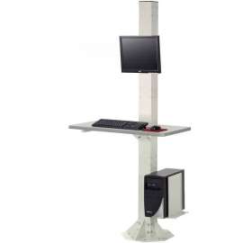 Global Industrial 81"H Stationary Floor Mount Orbit Computer Station with VESA Mount, Beige