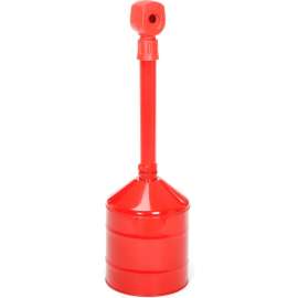 Justrite Heavy-Duty Steel Outdoor Ashtray, 5 Gallon, Red