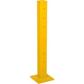 Steel Traffic Machinery Guard Rail Center/Corner Post, Drop-In-Style, 43-1/8"H, Yellow