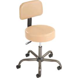 Interion AntiMicrobial Medical Stool with Backrest - Vinyl - Beige