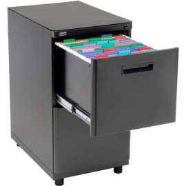 Interion Traditional Pedestal File, 2 Drawers, 16"W x 20"D x 29"H, Black