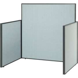 Interion Pre-Configured Office Cubicle - 4'W x 4'D x 60"H - Starter Kit - Blue
