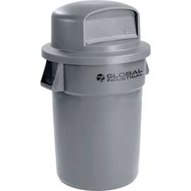 Global Industrial Plastic Trash Can with Dome Lid - 44 Gallon Gray