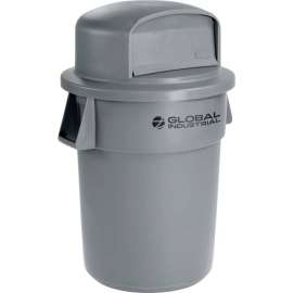Global Industrial Plastic Trash Can with Dome Lid - 55 Gallon Gray