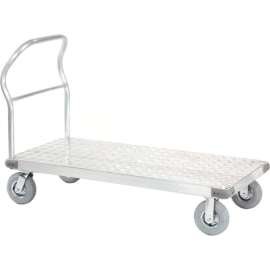 Global Industrial Aluminum Diamond Deck Platform Truck 48x24 1200 Lb. Cap. 8" Pneu. Casters