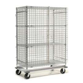 Dolly Base Security Truck, Chrome, 24"W x 36"L x 70"H, Rubber, 2 Swivel, 2 Rigid Casters