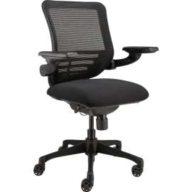 Interion Mesh Chair with Adjustable Flip Arms & Mid Back, Fabric, Black