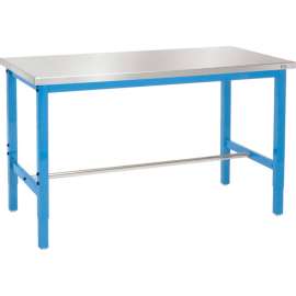 Global Industrial 48x30 Adj. Height Workbench Square Tube Leg, Stainless Steel Square Edge BL