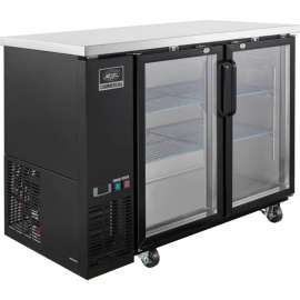 Nexel Back Bar Cooler, 2 Glass Doors, 13 Cu. Ft., Black
