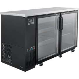 Nexel Back Bar Cooler, 2 Glass Doors, 17.3 Cu. Ft., Black