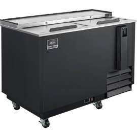 Nexel Horizonal Bottle Cooler, 2 Sliding Lids, 12.7 Cu. Ft., Black