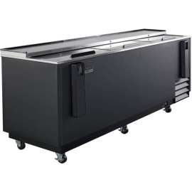Nexel Horizonal Bottle Cooler, 3 Sliding Lids, 26.6 Cu. Ft., Black