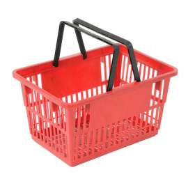 Good L Large Shopping Basket with Plastic Handle 33 Liter 19-3/8"L x 13-1/4"W x 10"H Red