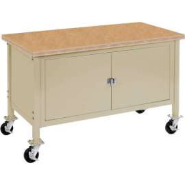 Global Industrial Mobile Cabinet Workbench - Shop Safety Edge, 72"W x 30"D, Tan