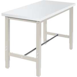 Global Industrial 48x24 Adj Height Workbench, Square Tube Leg, Laminate Safety Edge Tan