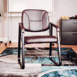 Interion Reception Chair - Vinyl - Burgundy
