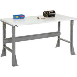 Global Industrial Flared Leg Workbench w/ ESD Square Edge Top, 72"W x 30"D, Gray
