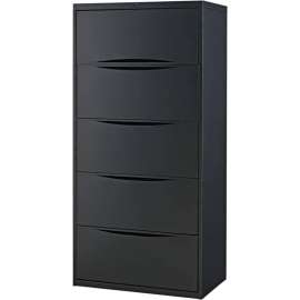 Interion Premium Lateral File Cabinet, 5 Drawers, 30"W x 18"D x 64-1/2"H, Black