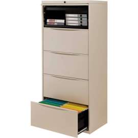 Interion 30" Premium Lateral File Cabinet 5 Drawer Putty