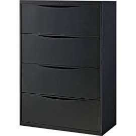 Interion 36" 4-Drawer Premium Lateral File Cabinet, Black