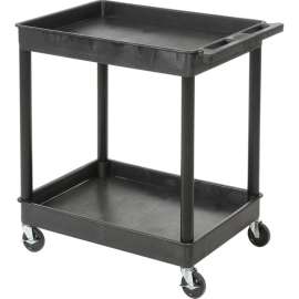 Luxor STC11 Tray Top Shelf 2 Shelf Plastic Utility Cart 24x18 4" Casters