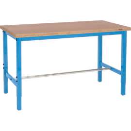 Global Industrial 96x36 Adjustable Height Workbench Square Tube Leg, Shop Top Square Edge Blue