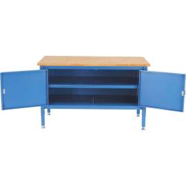 Global Industrial Security Cabinet Bench w/ Maple Square Edge Top, 60"W x 30"D, Blue