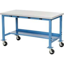 Global Industrial Mobile Production Workbench w/ Safety Edge Top & Power Apron, 60"W x 30"D