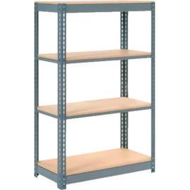 Heavy Duty Shelving 36"W x 18"D x 72"H With 4 Shelves - Wood Deck - Gray