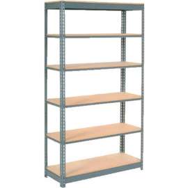 Heavy Duty Shelving 48"W x 24"D x 84"H With 6 Shelves - Wood Deck - Gray